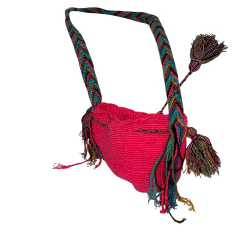 Guava Wayuu hot PINK mini Colombian Hand Woven Cross Body Bag